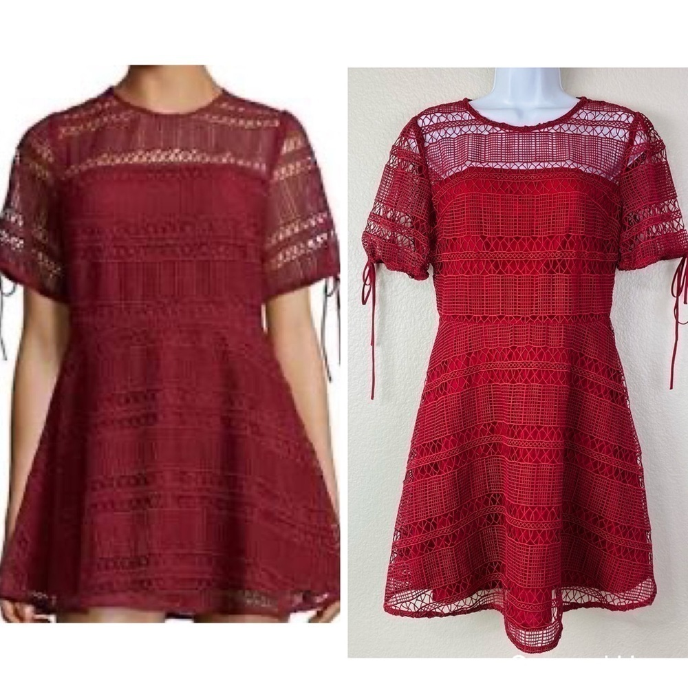 Tularosa Eden Fit And Flare Mini Dress In Deep Red Size S